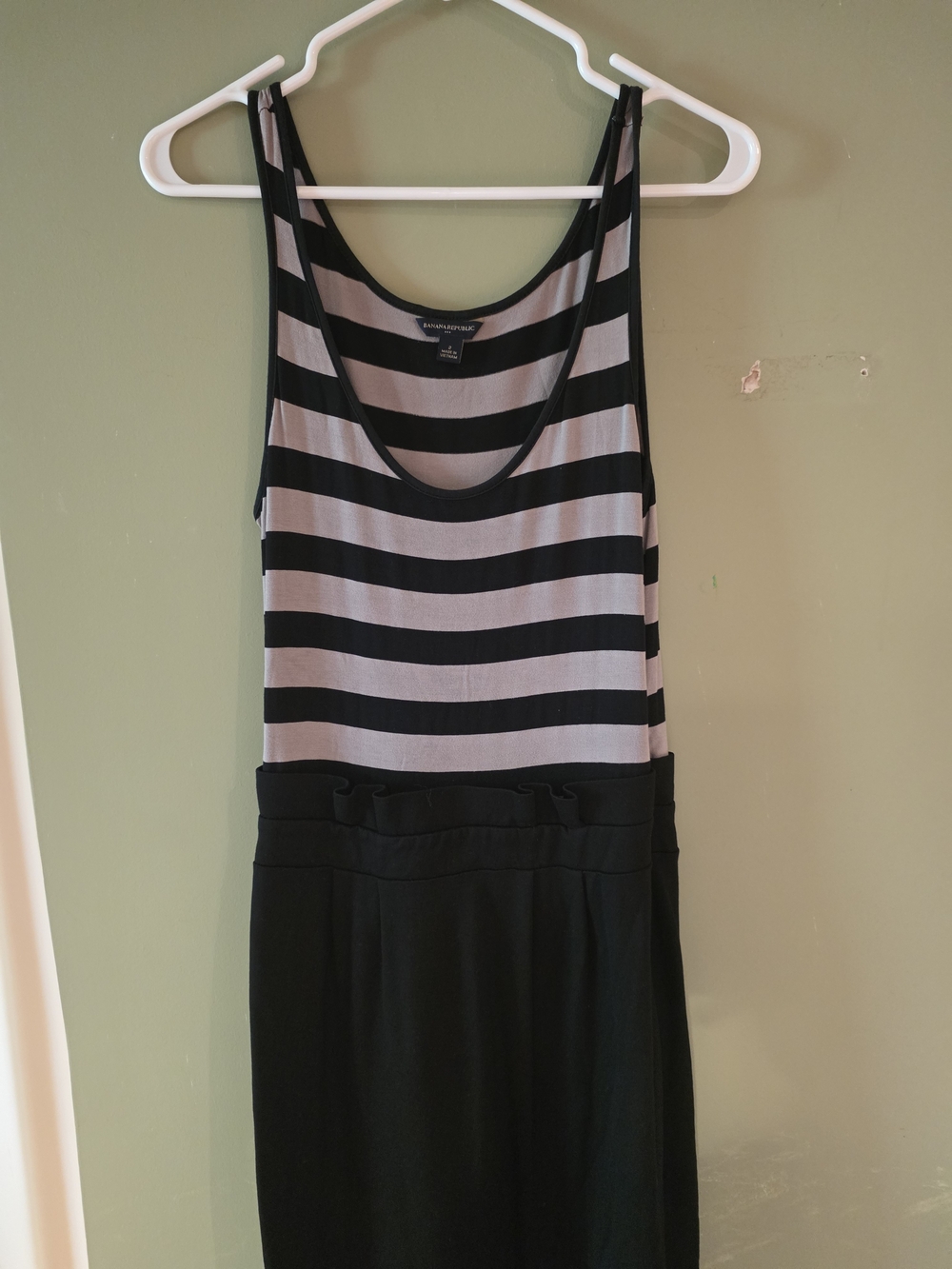 Banana Republic Tank Dress Black Beige Stripes Sleeveless Size 2 NWOT